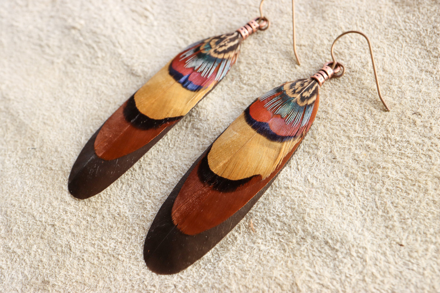 Desert Rainbow Feather Dangles